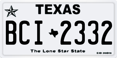 TX license plate BCI2332