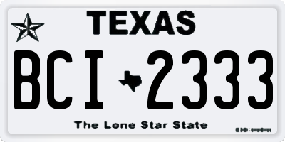 TX license plate BCI2333