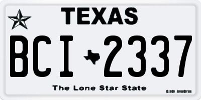 TX license plate BCI2337