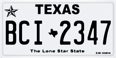 TX license plate BCI2347