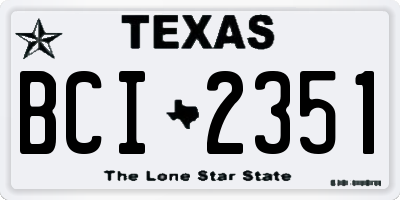 TX license plate BCI2351