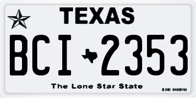 TX license plate BCI2353