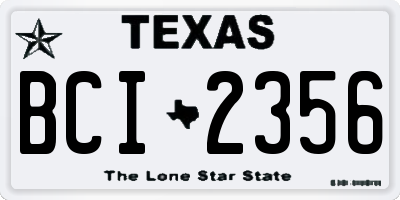 TX license plate BCI2356