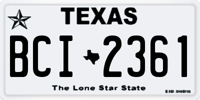 TX license plate BCI2361