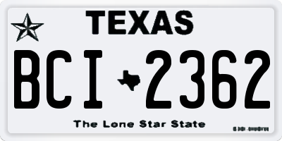 TX license plate BCI2362