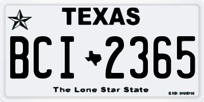 TX license plate BCI2365