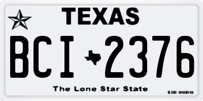 TX license plate BCI2376