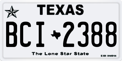 TX license plate BCI2388