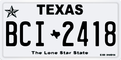 TX license plate BCI2418