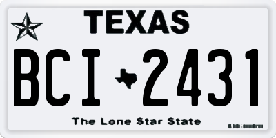 TX license plate BCI2431