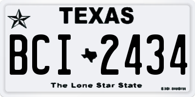 TX license plate BCI2434