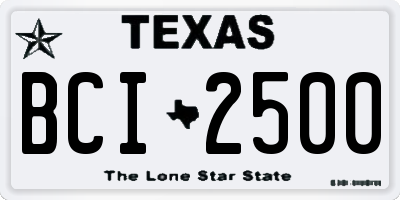 TX license plate BCI2500