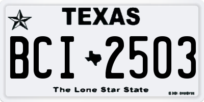 TX license plate BCI2503