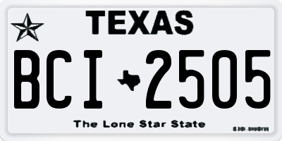 TX license plate BCI2505