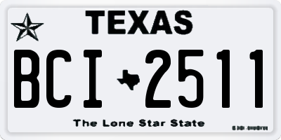 TX license plate BCI2511