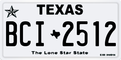 TX license plate BCI2512