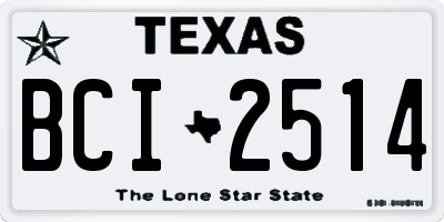 TX license plate BCI2514