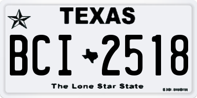 TX license plate BCI2518