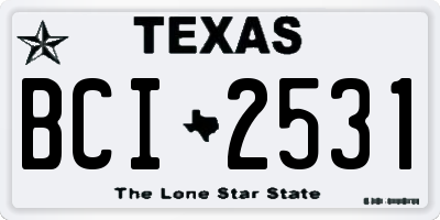 TX license plate BCI2531