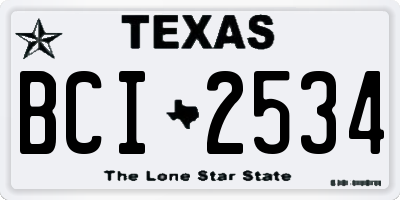 TX license plate BCI2534