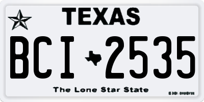 TX license plate BCI2535