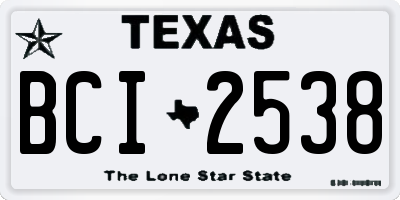 TX license plate BCI2538