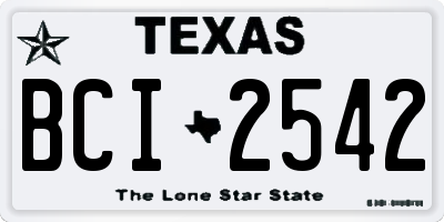 TX license plate BCI2542