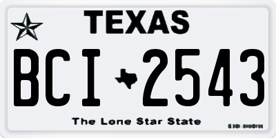 TX license plate BCI2543