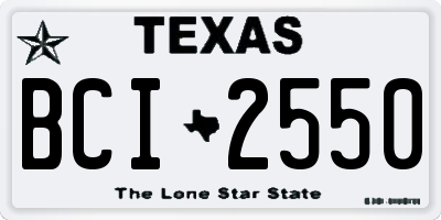 TX license plate BCI2550