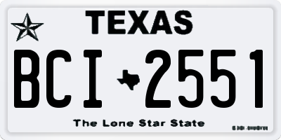 TX license plate BCI2551