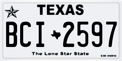 TX license plate BCI2597