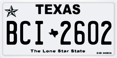 TX license plate BCI2602