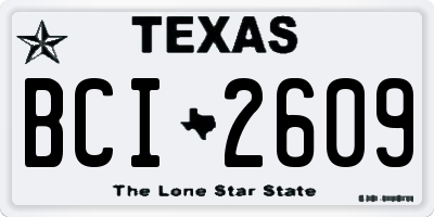 TX license plate BCI2609