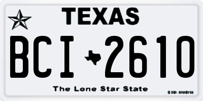 TX license plate BCI2610