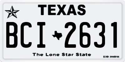 TX license plate BCI2631