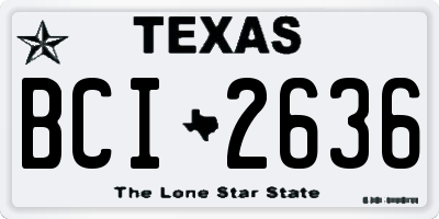 TX license plate BCI2636