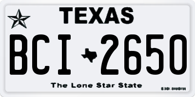 TX license plate BCI2650