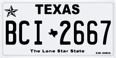 TX license plate BCI2667