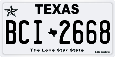 TX license plate BCI2668