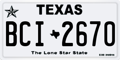 TX license plate BCI2670