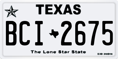 TX license plate BCI2675