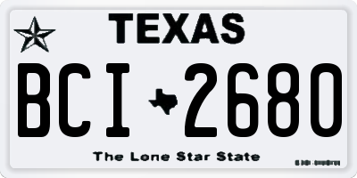 TX license plate BCI2680