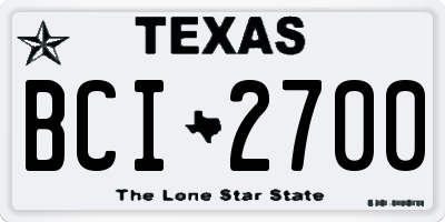 TX license plate BCI2700