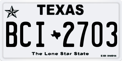 TX license plate BCI2703