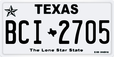 TX license plate BCI2705