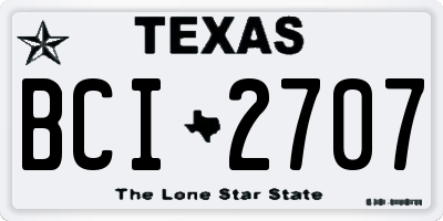TX license plate BCI2707