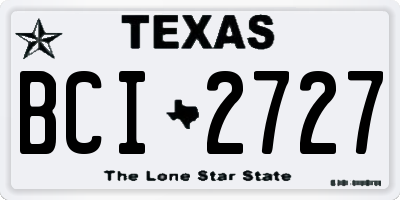 TX license plate BCI2727