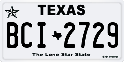 TX license plate BCI2729