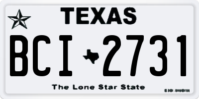 TX license plate BCI2731