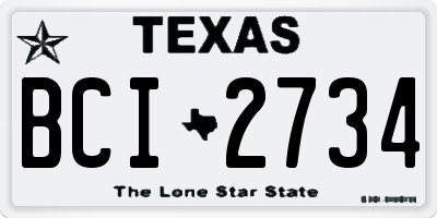TX license plate BCI2734